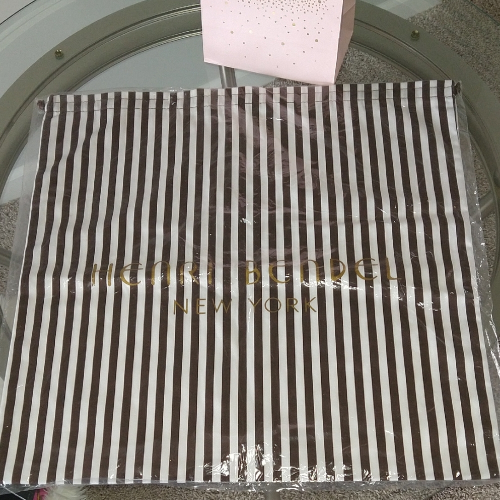 HENRI BENDEL DUST BAG Large Dark Brown And White Signature New!! - Picture 10 of 10